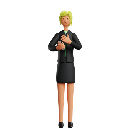Businesswoman Holding Smartphone 3D Illustration
