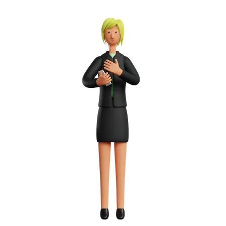 Businesswoman Holding Smartphone 3D Illustration