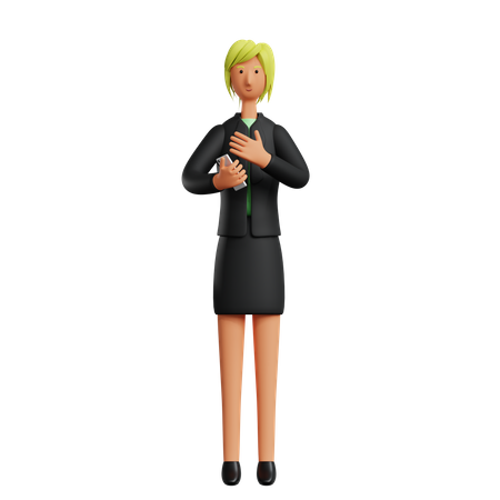 Businesswoman Holding Smartphone  3D Illustration