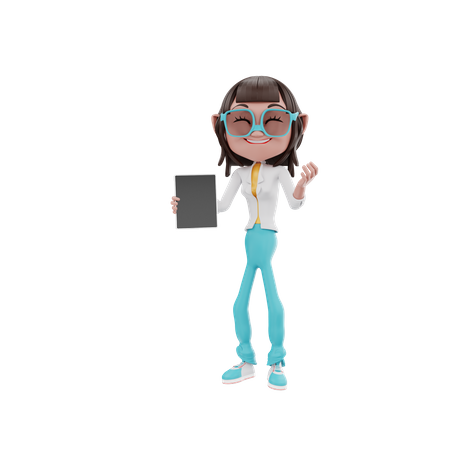 Businesswoman holding tablet  3D Illustration