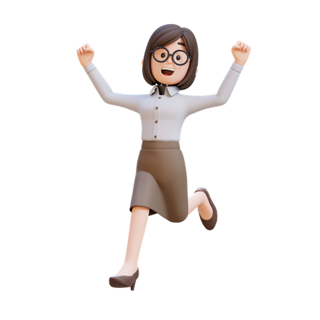 スーツを着たビジネスウーマンが走る  3D Illustration