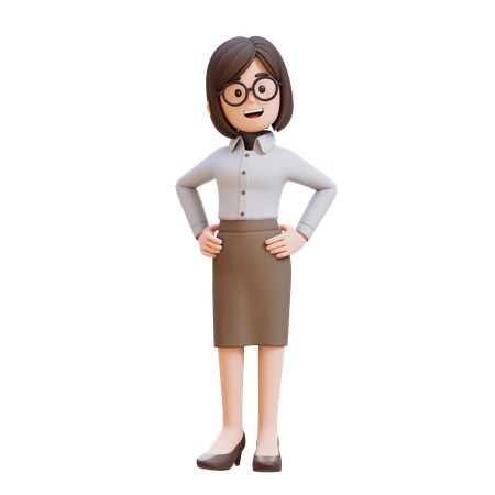 ビジネススーツを着たビジネスウーマンが腕を組んで微笑んでいる  3D Illustration