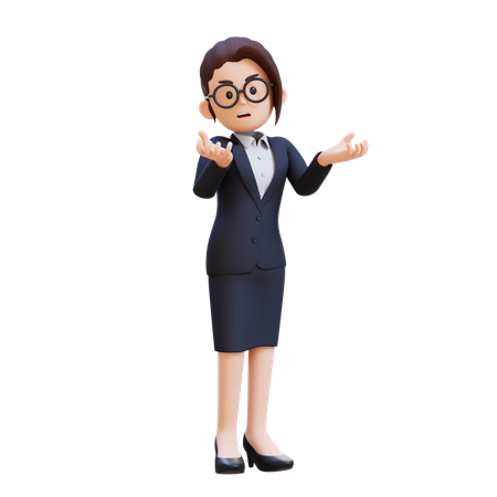 Businesswoman In Suit And Glasses Angry Feeling Very Depressed  3D Illustration