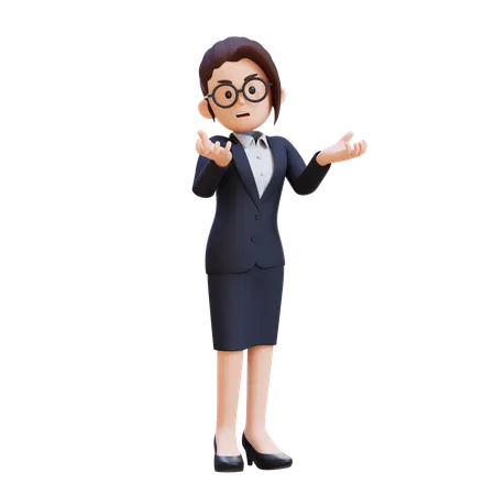 Businesswoman In Suit And Glasses Angry Feeling Very Depressed  3D Illustration