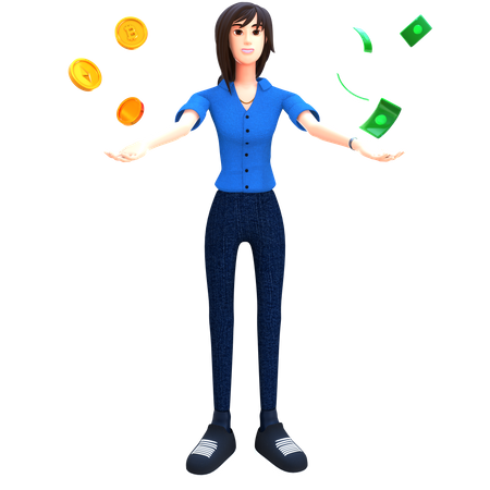 Businesswoman investing money in stock market  3D Illustration
