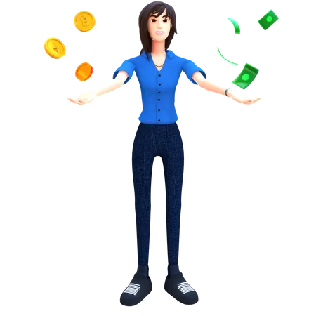 Businesswoman investing money in stock market  3D Illustration