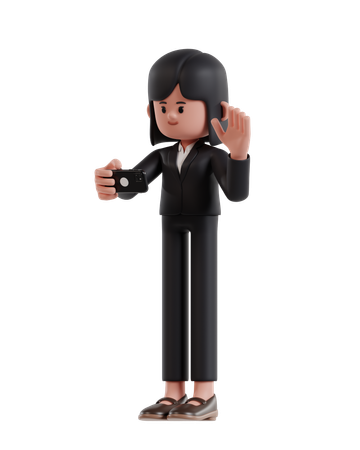 Businesswoman Is Making Video Call With Smartphone  3D Icon