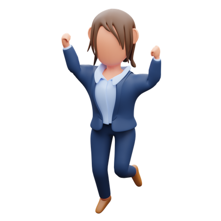 Businesswoman Jumping  3D Illustration