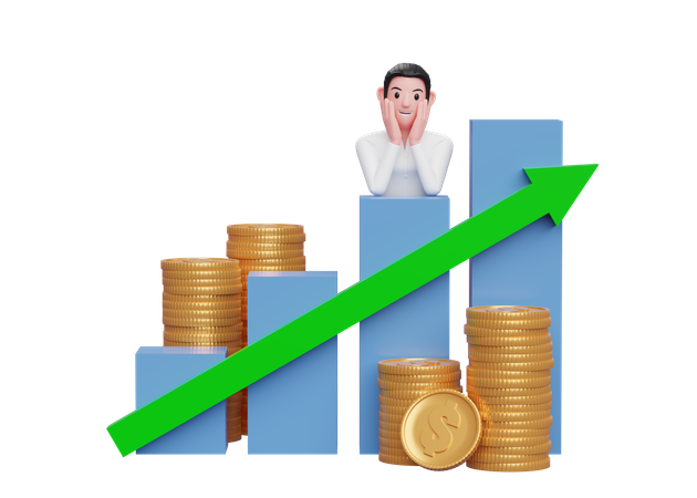 Businesswoman look at investment rising  3D Icon