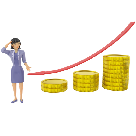 Businesswoman loss in business  3D Illustration