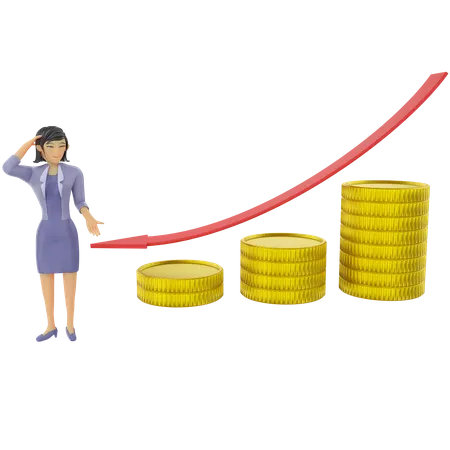 Businesswoman loss in business 3D Illustration