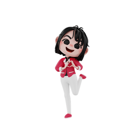 Businesswoman make hand heart  3D Icon