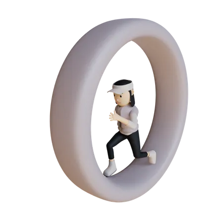 Businesswoman on loop  3D Illustration