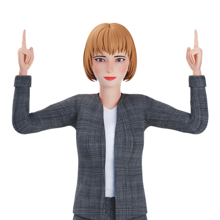 Businesswoman poiinting finger upwards  3D Illustration