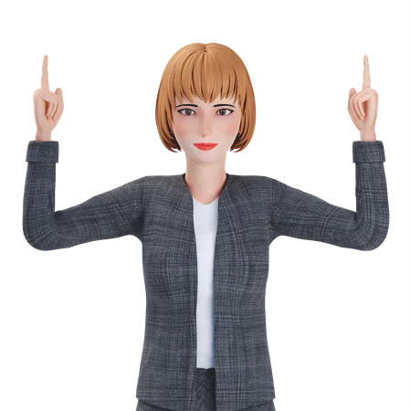 Businesswoman poiinting finger upwards  3D Illustration