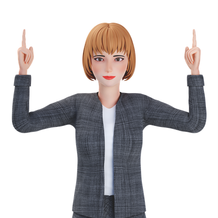 Businesswoman poiinting finger upwards 3D Illustration