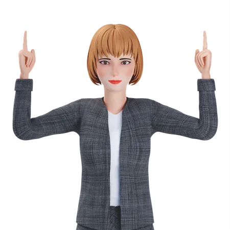 Businesswoman poiinting finger upwards 3D Illustration
