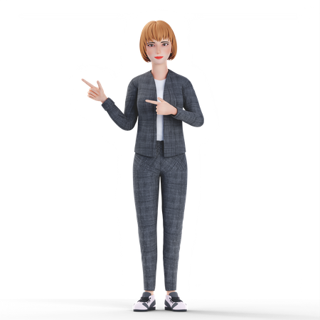 Businesswoman pointing finger 3D Illustration