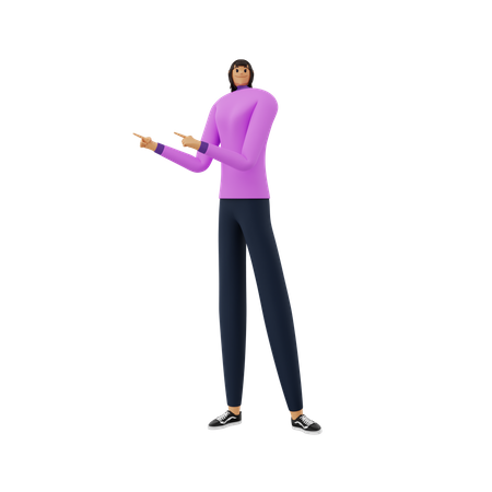 Businesswoman pointing finger at something  3D Illustration