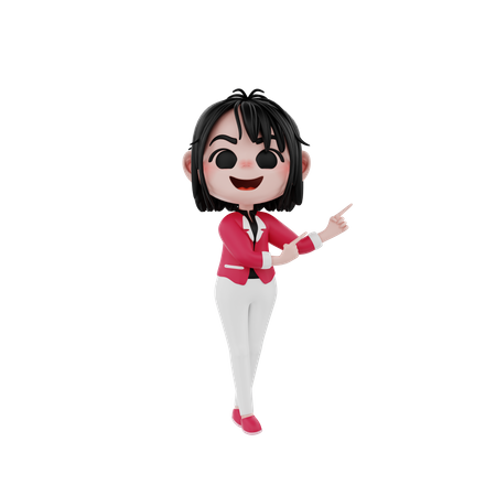 Businesswoman pointing finger right side up  3D Illustration