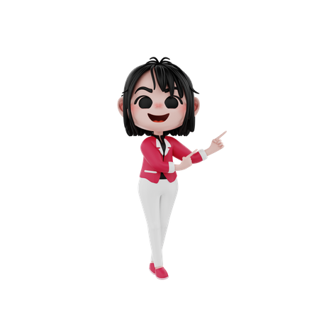 Businesswoman pointing finger right side up 3D Illustration