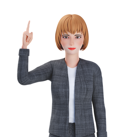 Businesswoman pointing finger upwards  3D Illustration