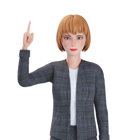 Businesswoman pointing finger upwards  3D Illustration