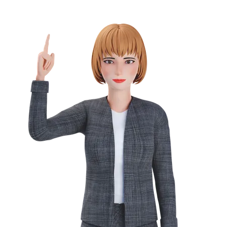 Businesswoman pointing finger upwards 3D Illustration