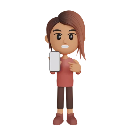 Businesswoman With Smartphone With Blank Screen 3D Illustration