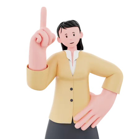 Businesswoman pointing something up  3D Illustration