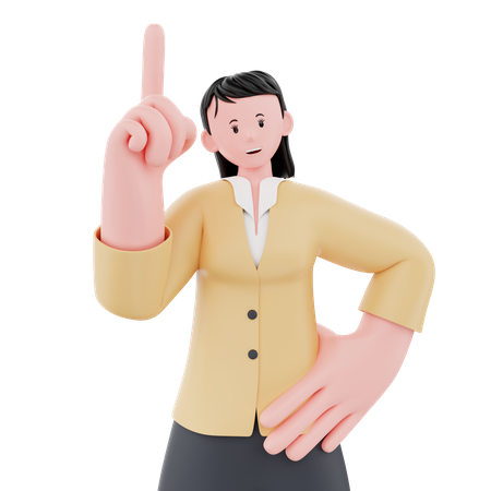Businesswoman pointing something up 3D Illustration