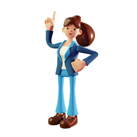 Businesswoman pointing up  3D Illustration