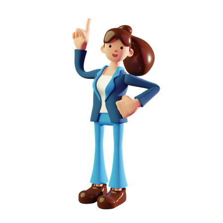 Businesswoman pointing up 3D Illustration