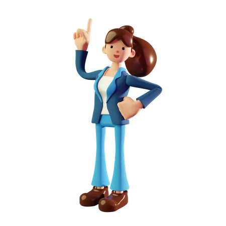 Businesswoman pointing up  3D Illustration
