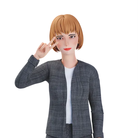 Businesswoman pose for photo 3D Illustration