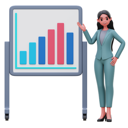 Businesswoman presenting data chart  3D Illustration