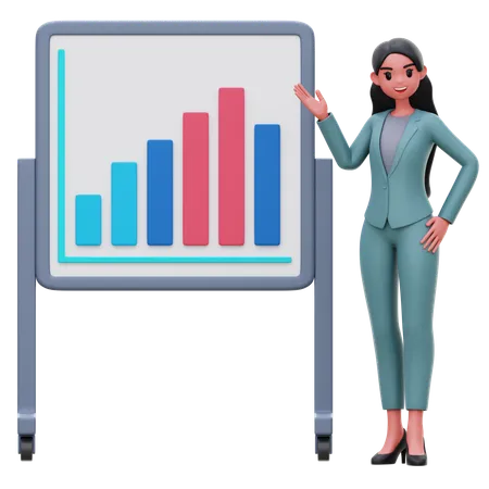 Businesswoman presenting data chart  3D Illustration