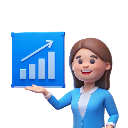 Businesswoman Presenting Graph  3D Illustration