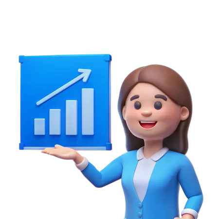 Businesswoman Presenting Graph  3D Illustration