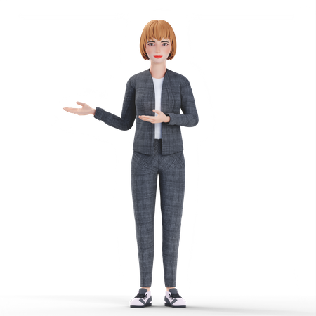 Businesswoman presenting something  3D Illustration