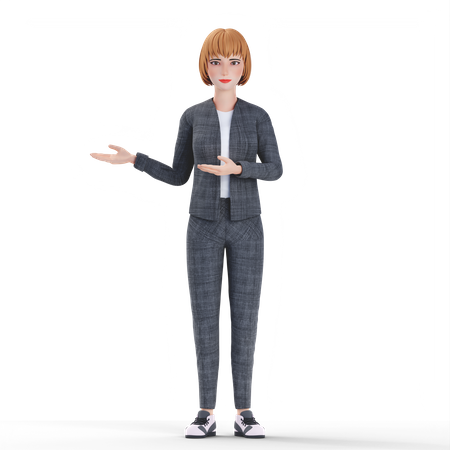 Businesswoman presenting something 3D Illustration
