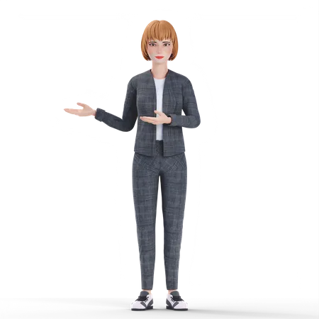 Businesswoman presenting something 3D Illustration