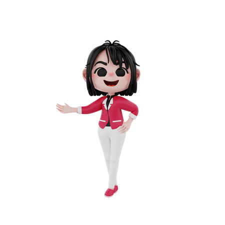 Businesswoman presenting using hand  3D Icon