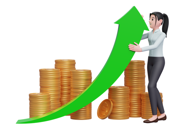 Businesswoman push investment growth  3D Icon