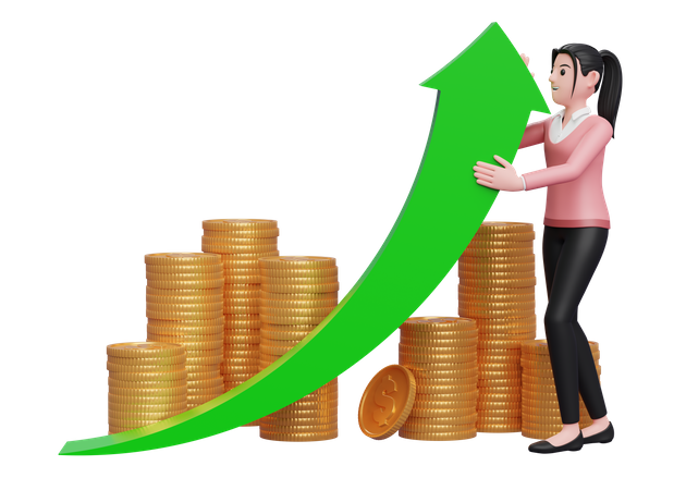 Businesswoman push investment growth  3D Icon