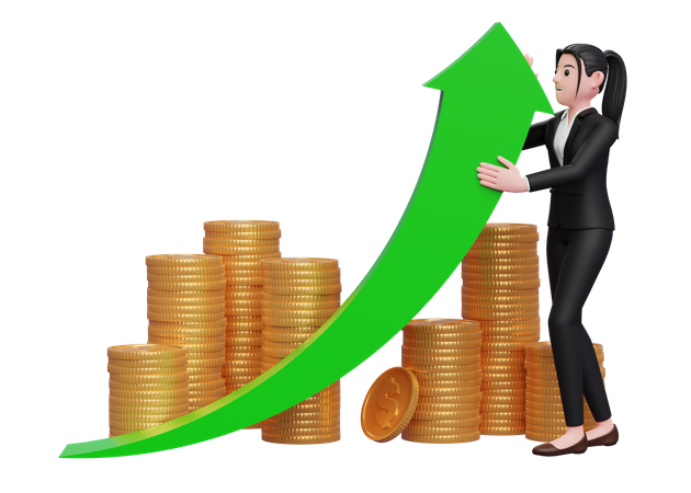 Businesswoman push investment growth  3D Icon