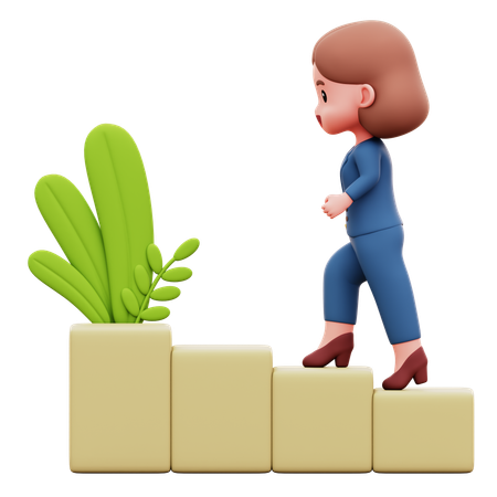 ビジネスウーマンの目標達成  3D Illustration