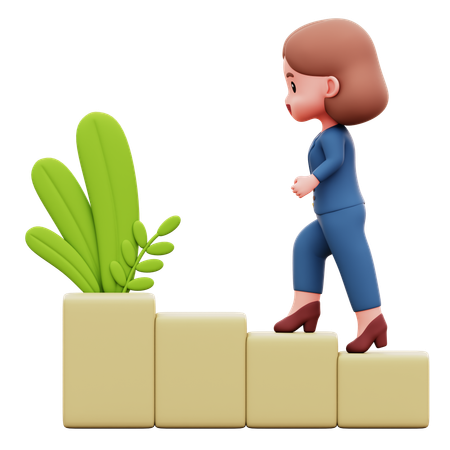 Businesswoman Reach Goals  3D Illustration
