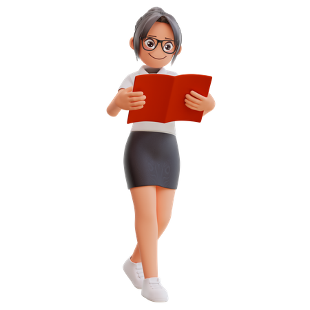 Businesswoman Reading Book  3D Illustration