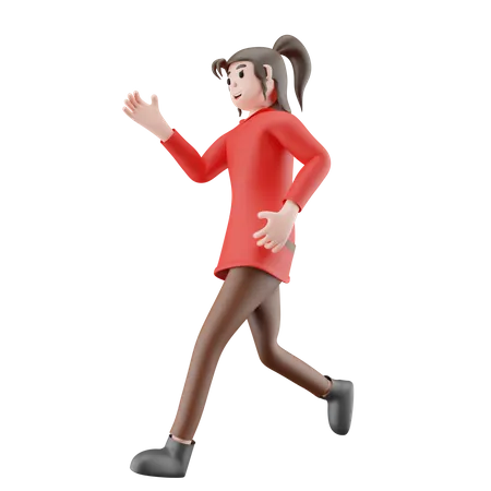 Businesswoman Running  3D Illustration